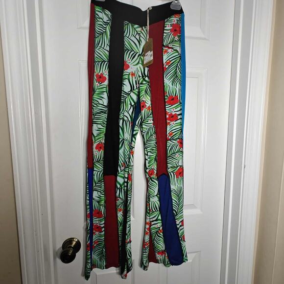 The Collection Royal women L/XL Viscose Patched Trouser Pants Patchwork - Picture 2 of 5